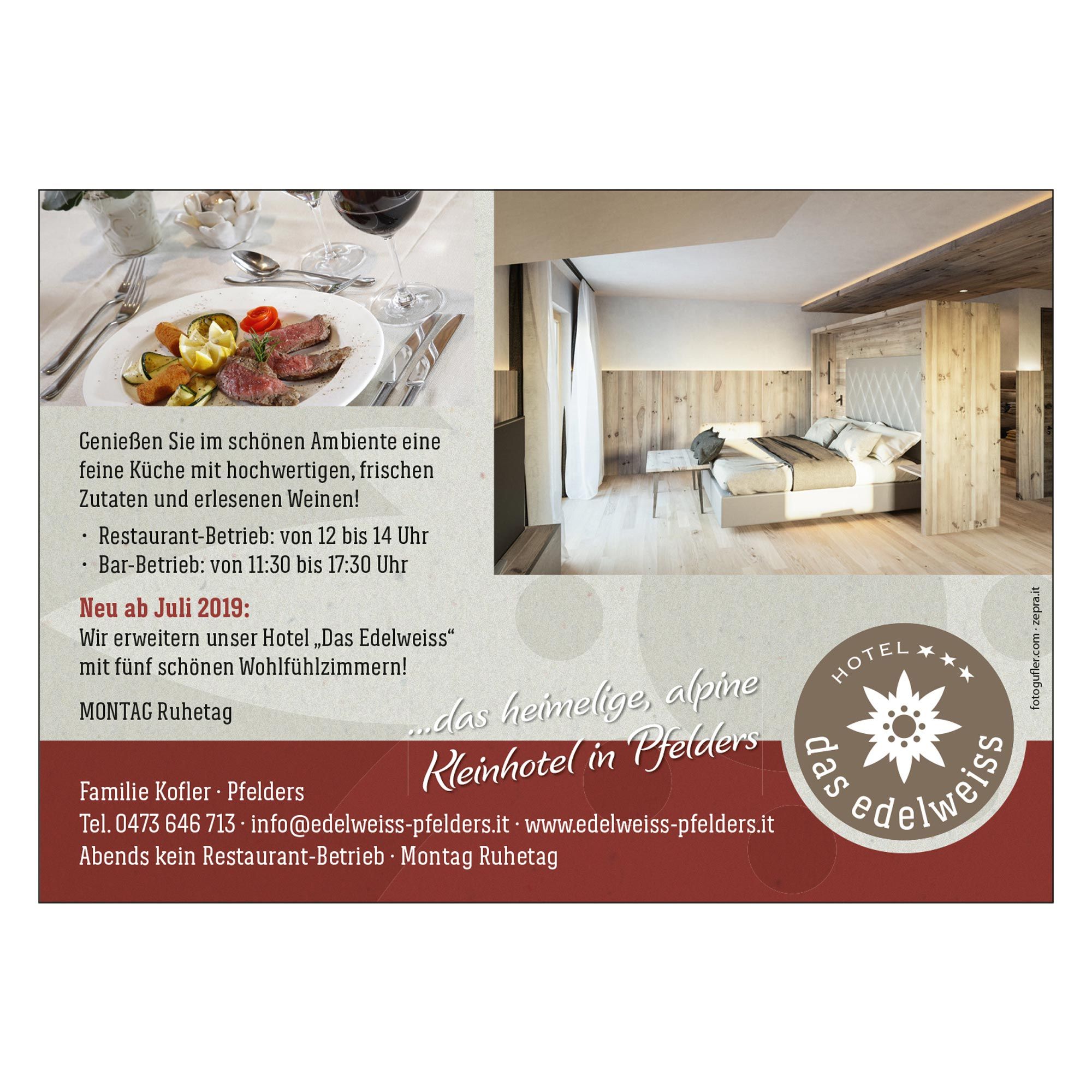 print kleinanzeige hotel das edelweiss