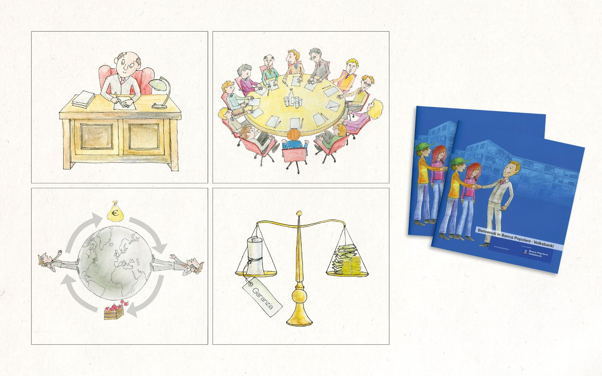 verschiedene illustrationen volksbank 0