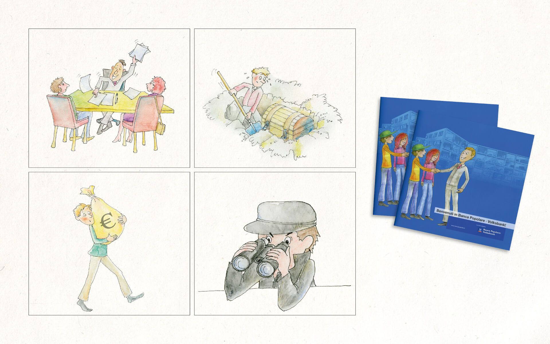 verschiedene illustrationen volksbank 12