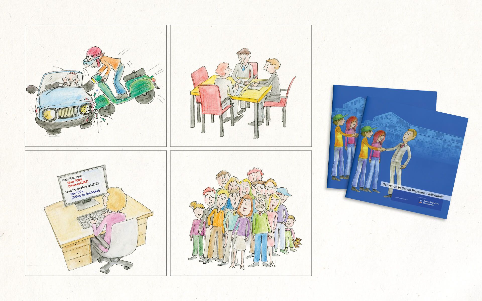 verschiedene illustrationen volksbank 13